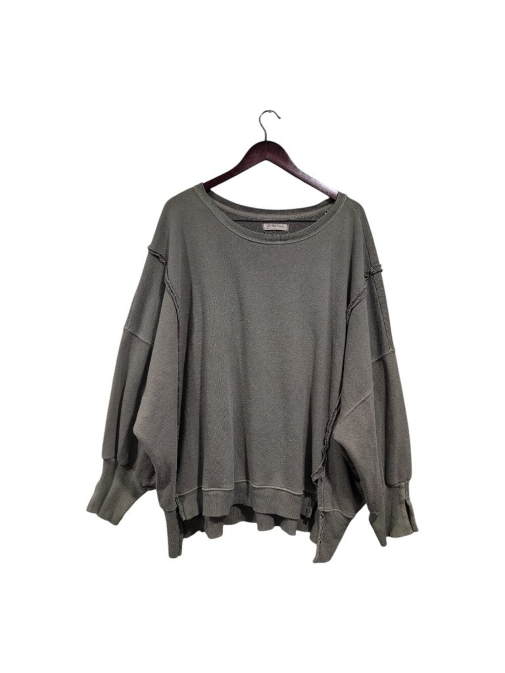 Free People We The Free Camden Women's XL Sweatshirt Olive Oversized Slouchy